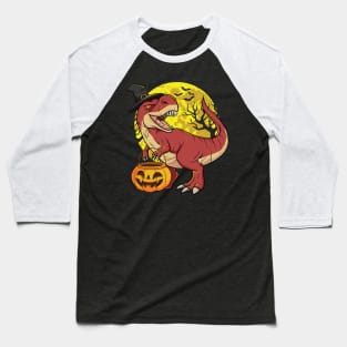 Dinosaur Trex Witch Spooky Full Moon Halloween Costume Baseball T-Shirt